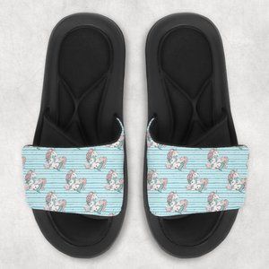 Girls Green Blue Gold Sparkly Memory Foam Custom Hand Pressed Flip Flop Sandals